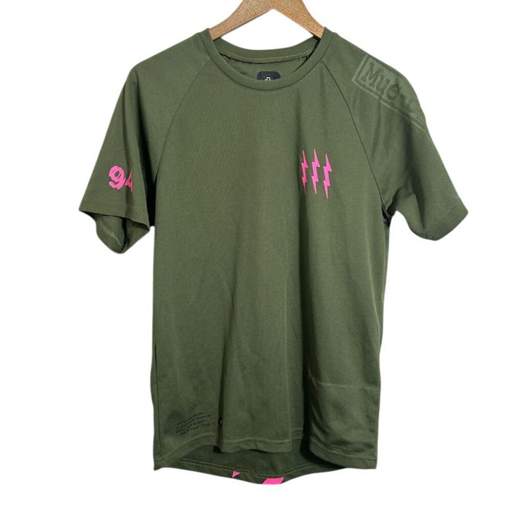 Muc-Off Riders Jersey Mens S Green Pink Short Sleeves Biking BMX
